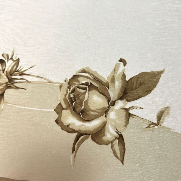 Ellen Tracy Silk Square Scarf Beige Taupe Roses Floral Print - Picture 4 of 11